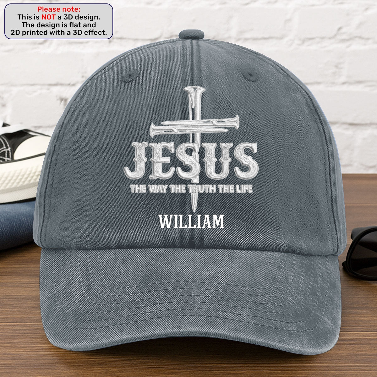 Jesus The Way The Truth The Life | Personalized Vintage Washed Denim Cap