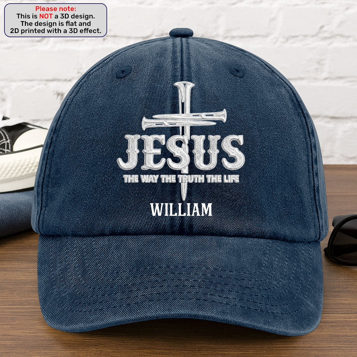 Jesus The Way The Truth The Life | Personalized Vintage Washed Denim Cap