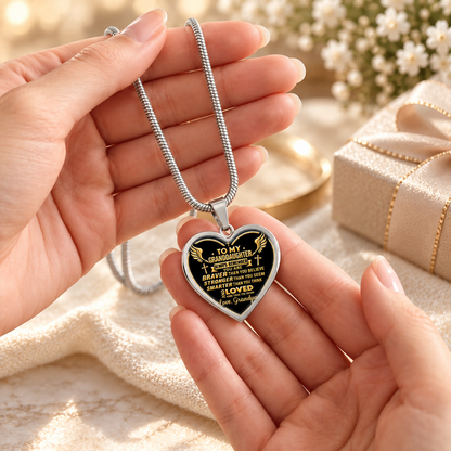 To My Granddaughter And Daughter, Christian Gift For Granddaughter, Daughter- Personalized Heart Necklace
