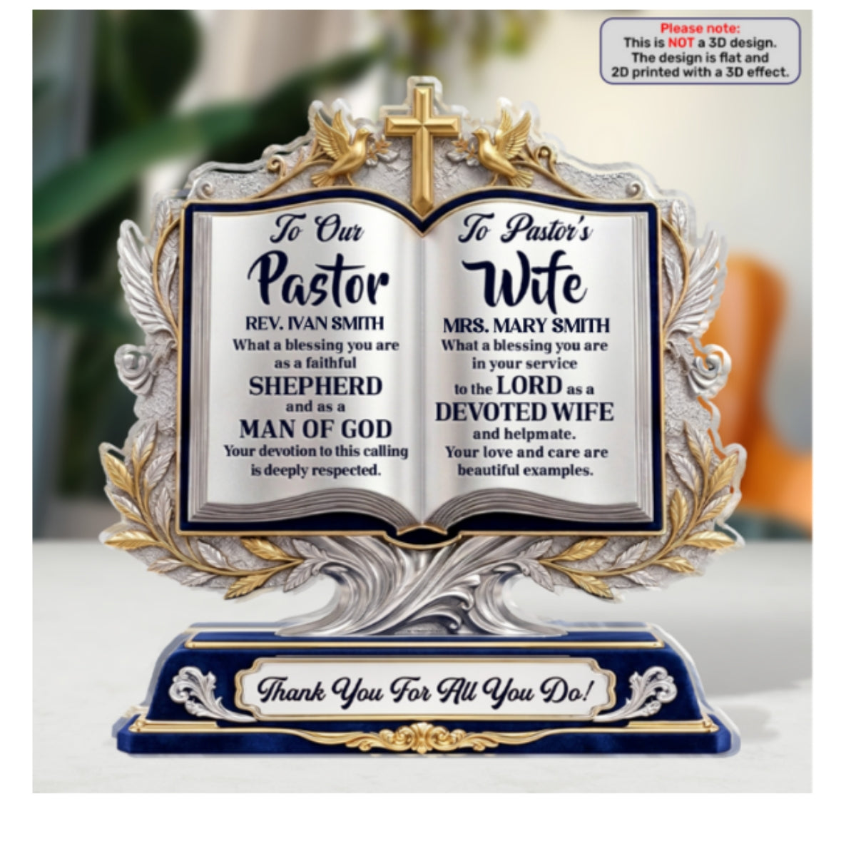 A Pastor After God's Heart, Christian Gift For Pastor | Personalized Custom Shaped Acrylic Plaque