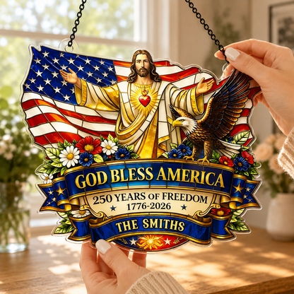 God Bless America, Gift of Liberty | Personalized Acrylic Suncatcher