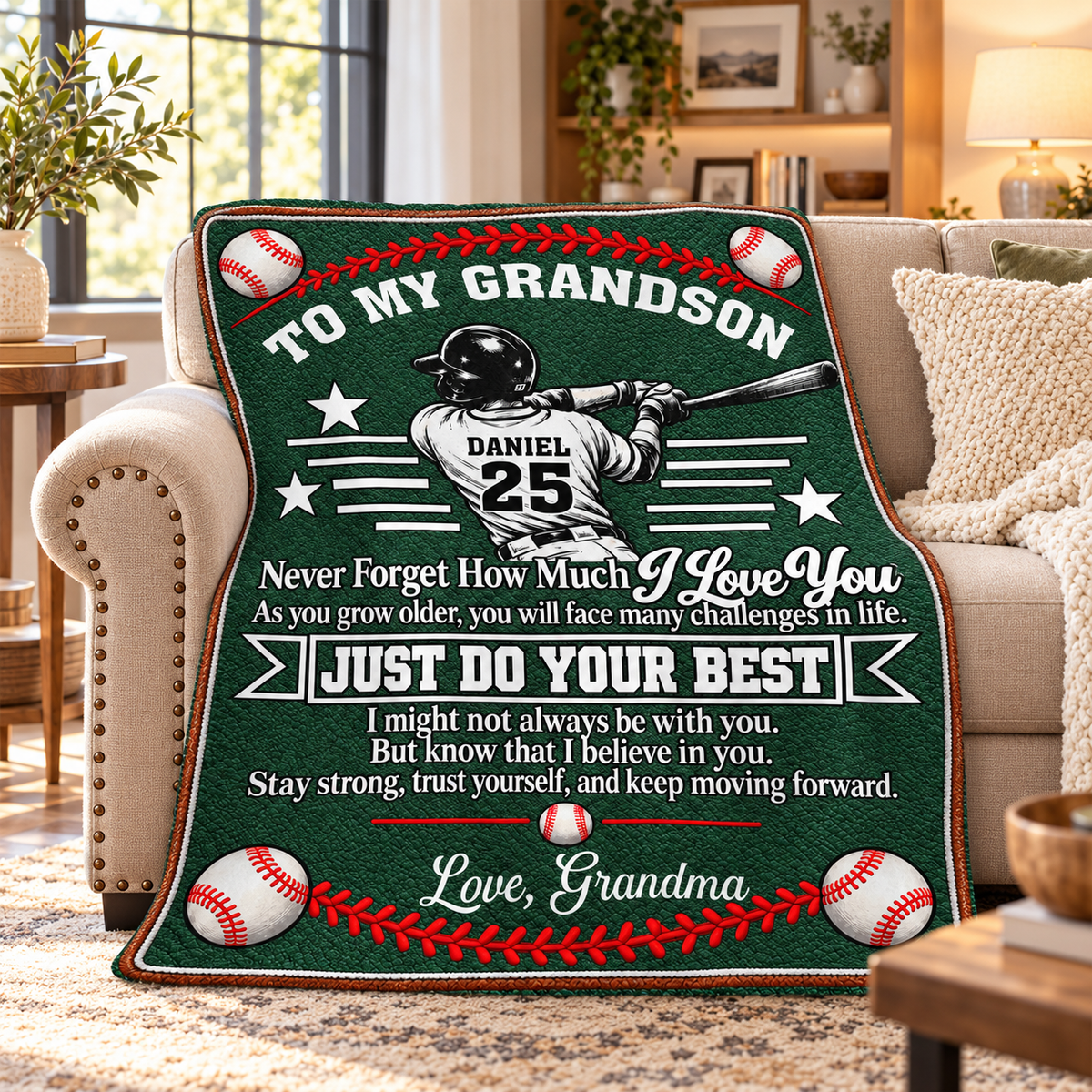 To My Grandson, Gift For Grandson | Personalized Fleece Blanket