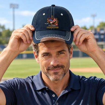 One Nation Under God, Gift For Men | Personalized Vintage Soft Baseball Cap