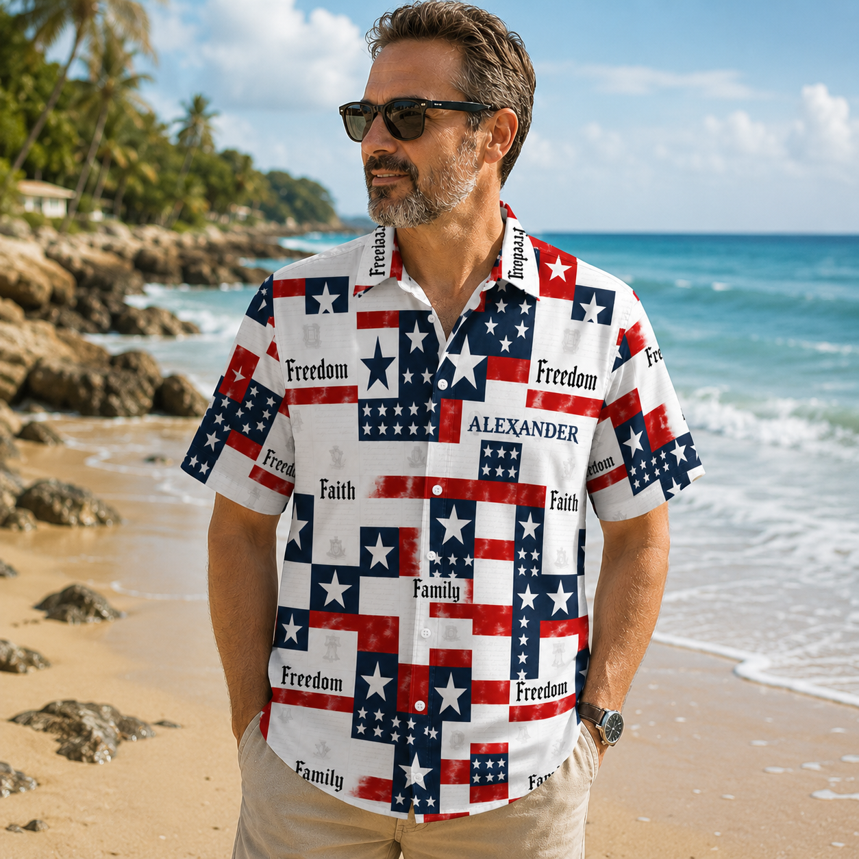 Faith Family Freedom, Gift of Unity | Personalized Hawaiian Shirt