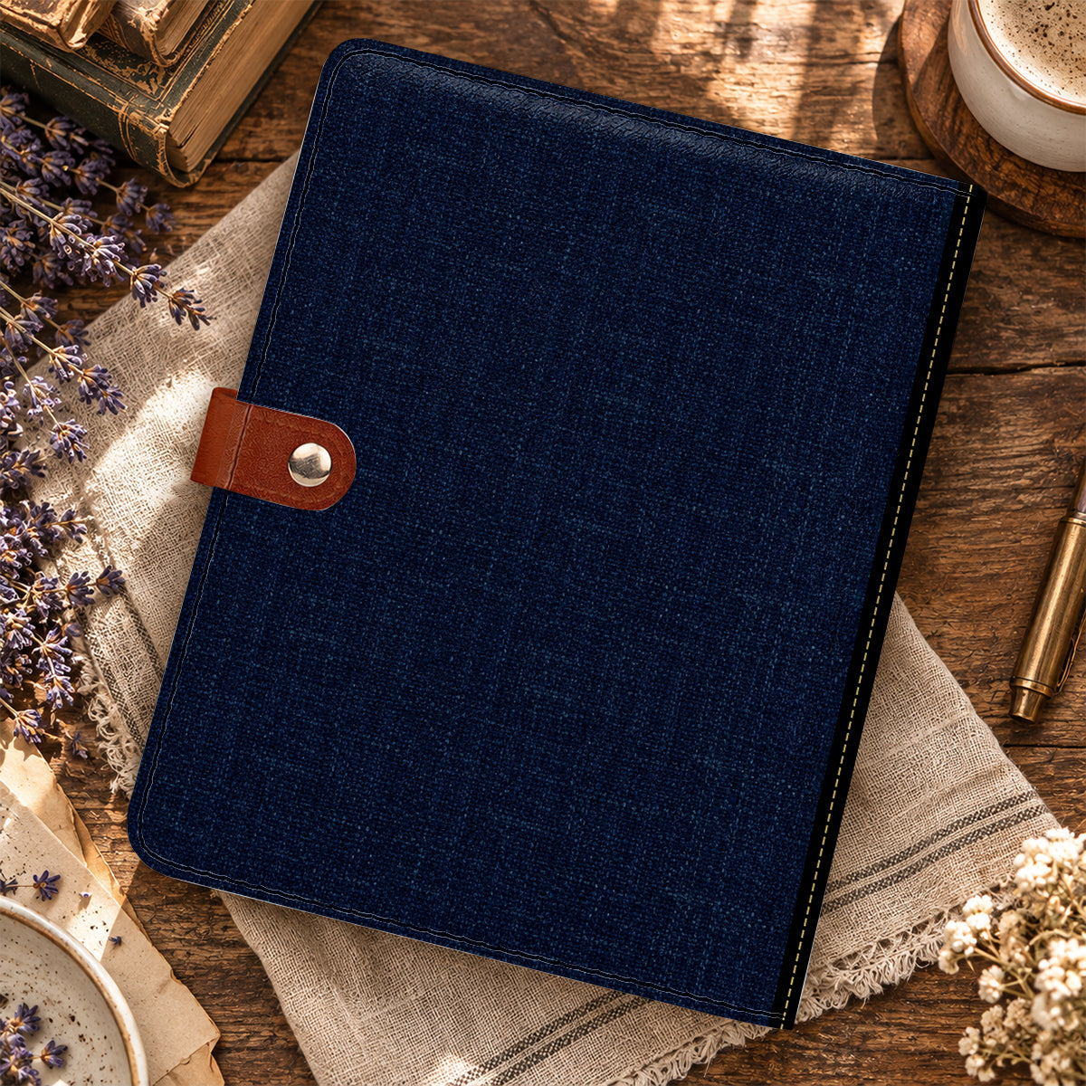 Man Of God Husband Dad Protector Hero, Gift For Dad | Personalized Leather Notebook Cover With Pocket