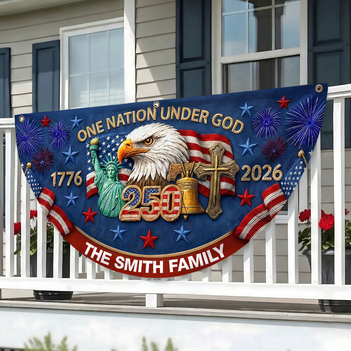 One Nation Under God - Personalized Non-Pleated Fan Flag