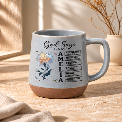 God Says I Am, Gift For Loved One | Personaliezd 12OZ Conical Coffee Mug