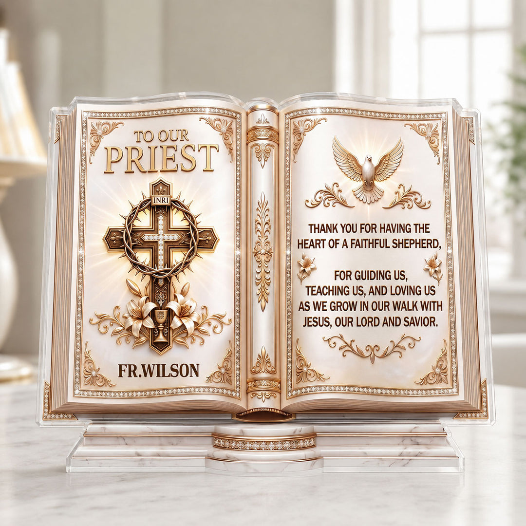 To Our Priest For Having The Heart Of A Faithful Shepherd, Gift For Priest | Personalized Custom Shaped Acrylic Plaque