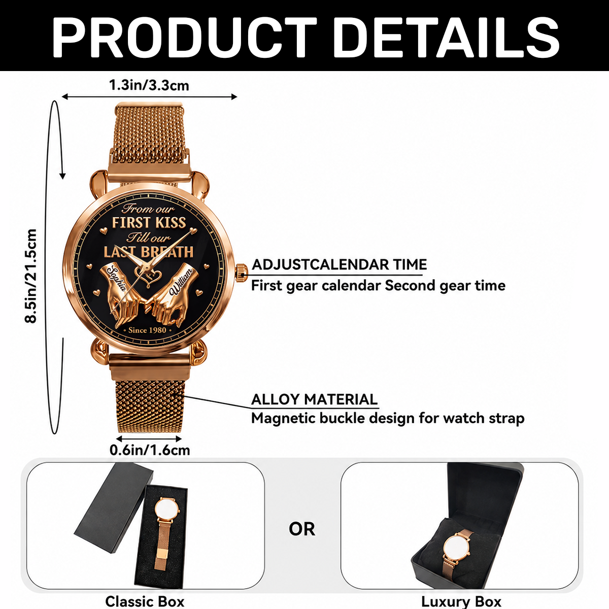From First Kiss To Last Breath, Gift For Wife - Personalized Women's Wrist Watch
