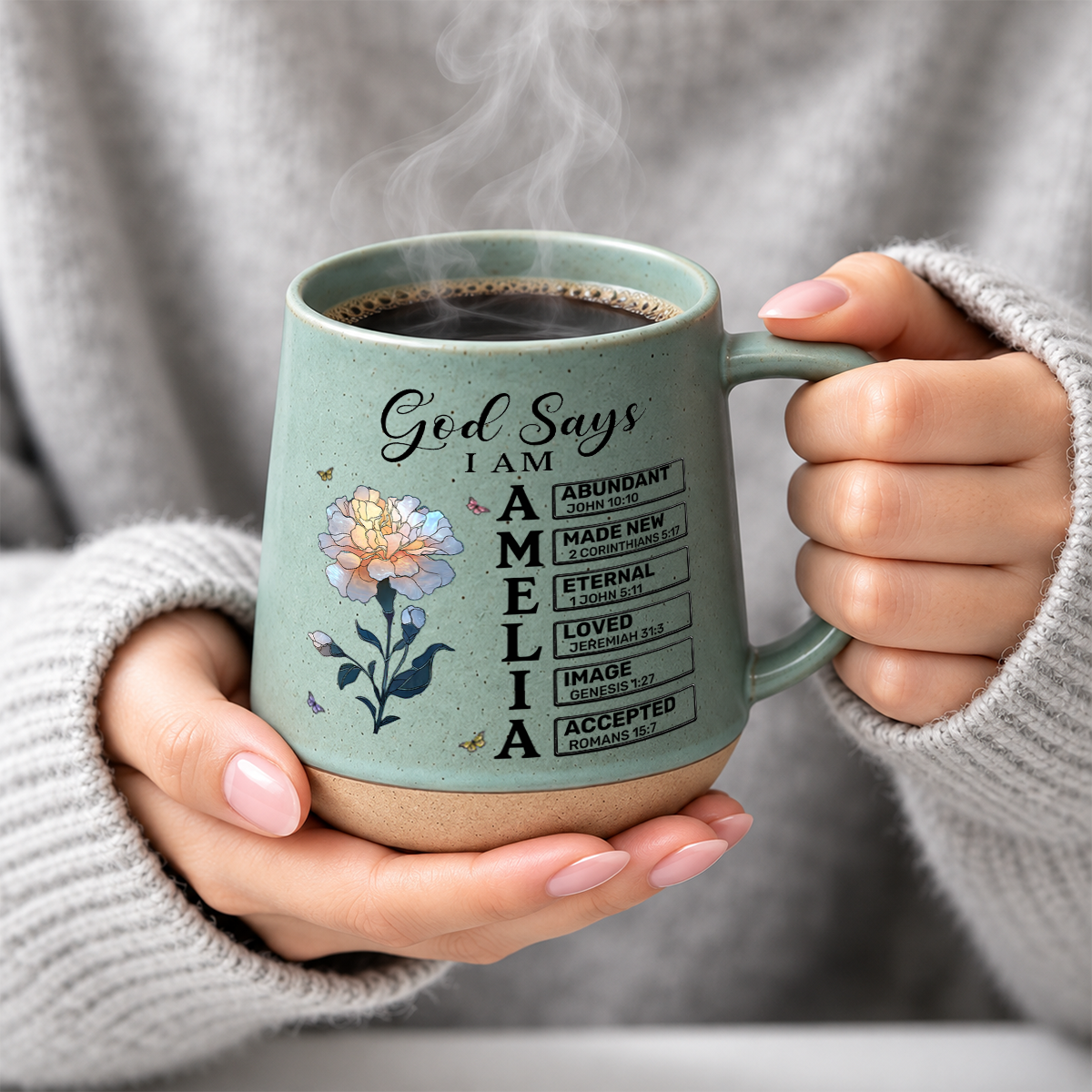 God Says I Am, Gift For Loved One | Personaliezd 12OZ Conical Coffee Mug