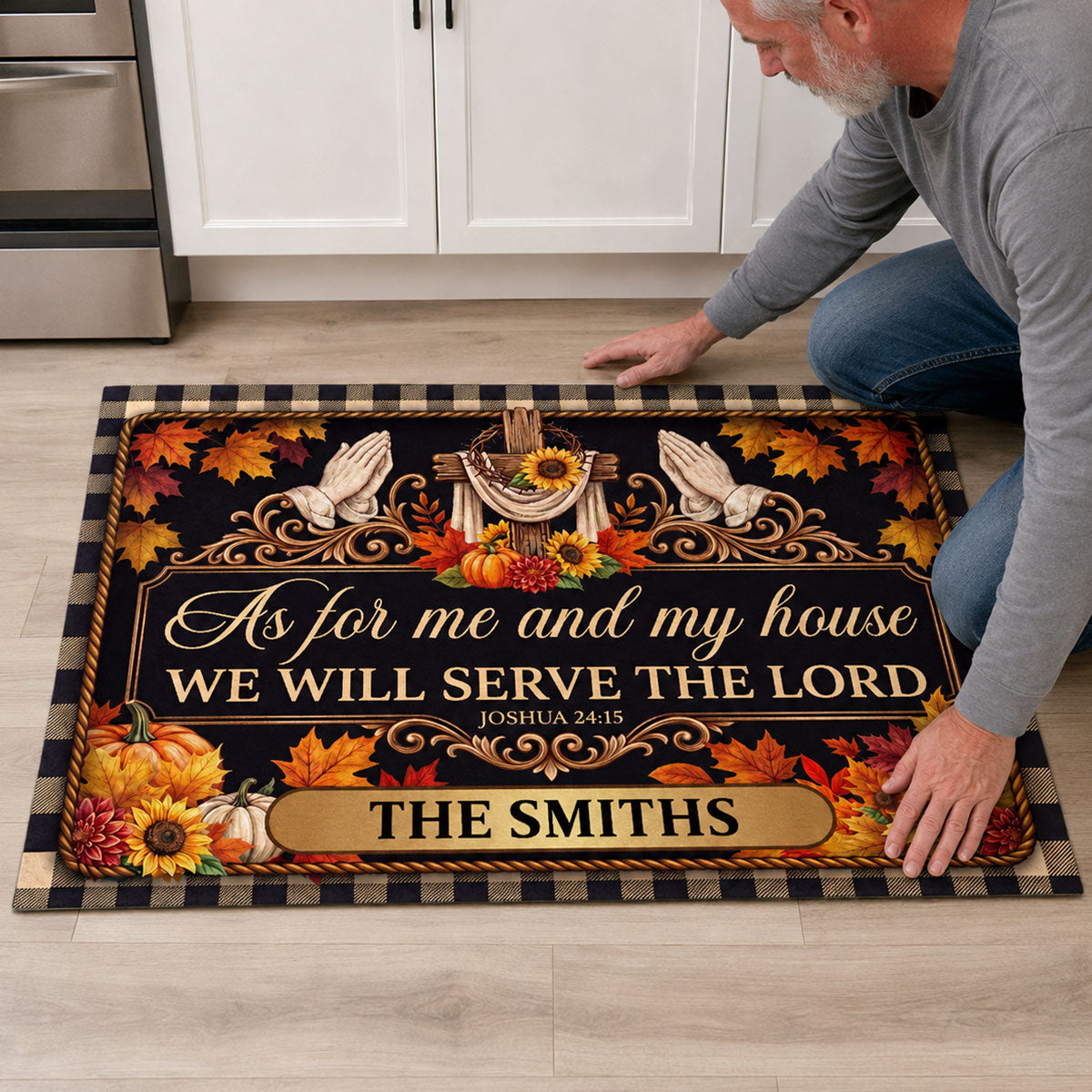 Serving The Lord Through Every Season, Gift For Family | Personalized Doormat