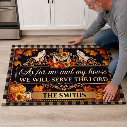 Serving The Lord Through Every Season, Gift For Family | Personalized Doormat