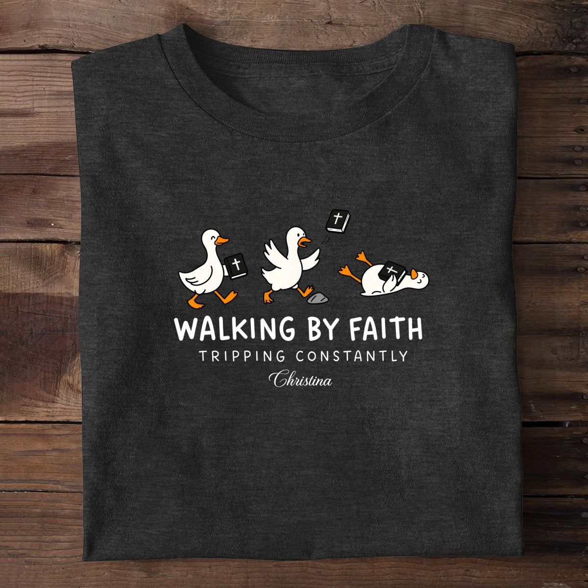 Walking By Faith Tripping Constantly | Personalized 2D Unisex T-shirt