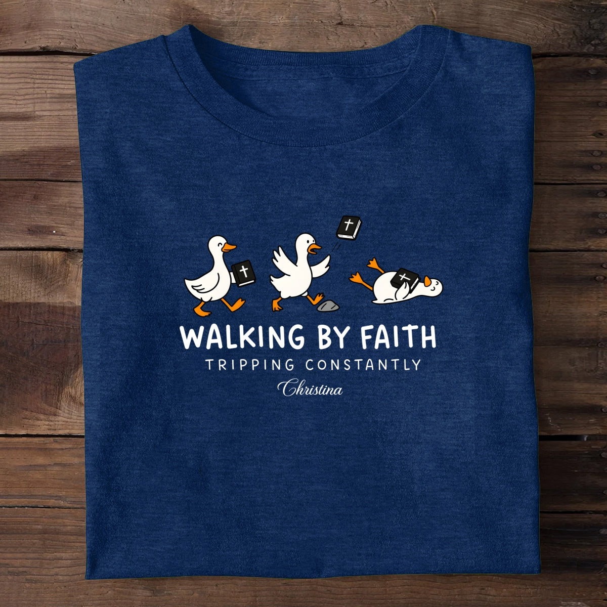 Walking By Faith Tripping Constantly | Personalized 2D Unisex T-shirt
