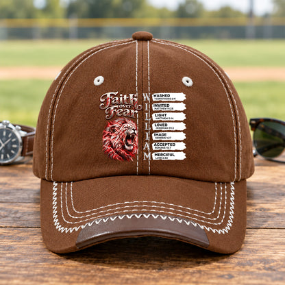 Faith Over Fear, Gift For Men | Personalized Vintage Soft Baseball Cap