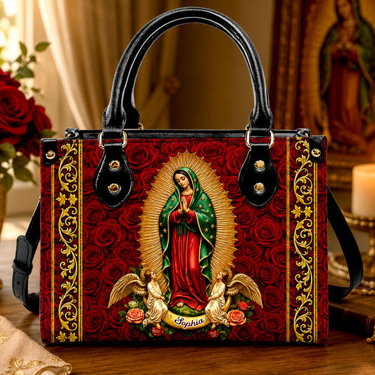 Our Lady Of Guadalupe Eternal Majesty, Catholic Gift For Her | Personalized Leather Handbag
