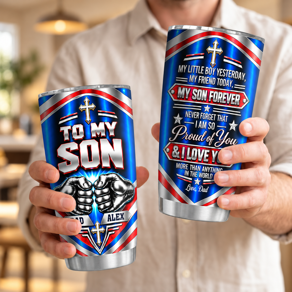 My Little Boy Yesterday My Son Forever, Christian Gift For Son, Grandson | Personalized Stainless Steel Tumbler