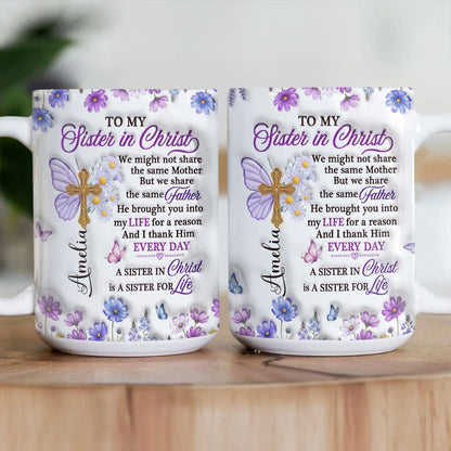 To My Sister In Christ, Gift For Sister in Christ | Personalized Ceramic Coffee Mug