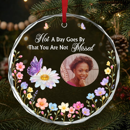 Remembrance Gemstone Butterfly, Gift For Loved One - Personalized Round Shaped Glass Ornament