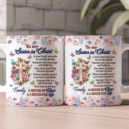 Who Loves At All Times, Christian Gift For Sister In Christ | Personalized Ceramic Coffee Mug