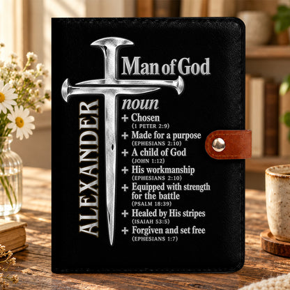 A Child Of God, Gift For Him | Personalized Leather Notebook Cover With Pocket
