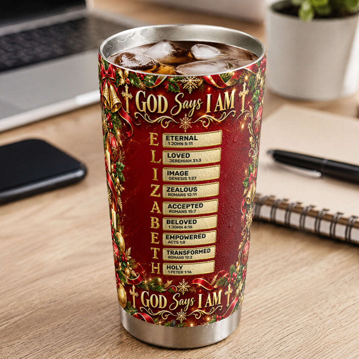 God Says I Am, Gift For Women | Personalized Stainless Steel Tumbler