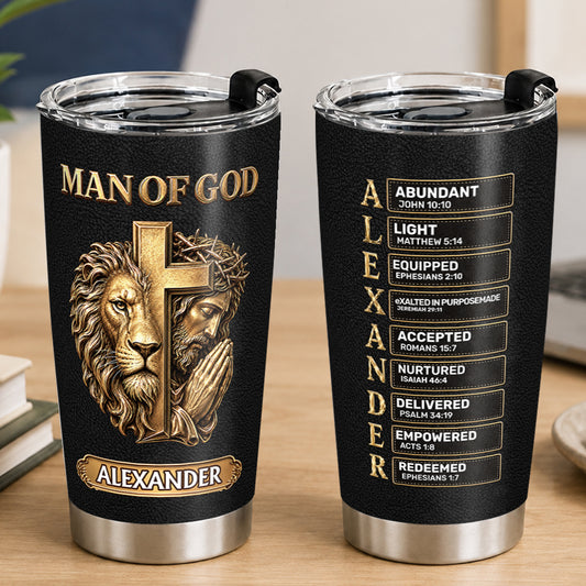 Man Of God, Gift For Dad | Personalized Stainless Steel Tumbler