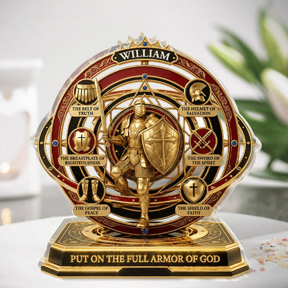 Put On The Full Armor Of God, Christian Gift For Men | Personalized Custom Shaped Acrylic Plaque