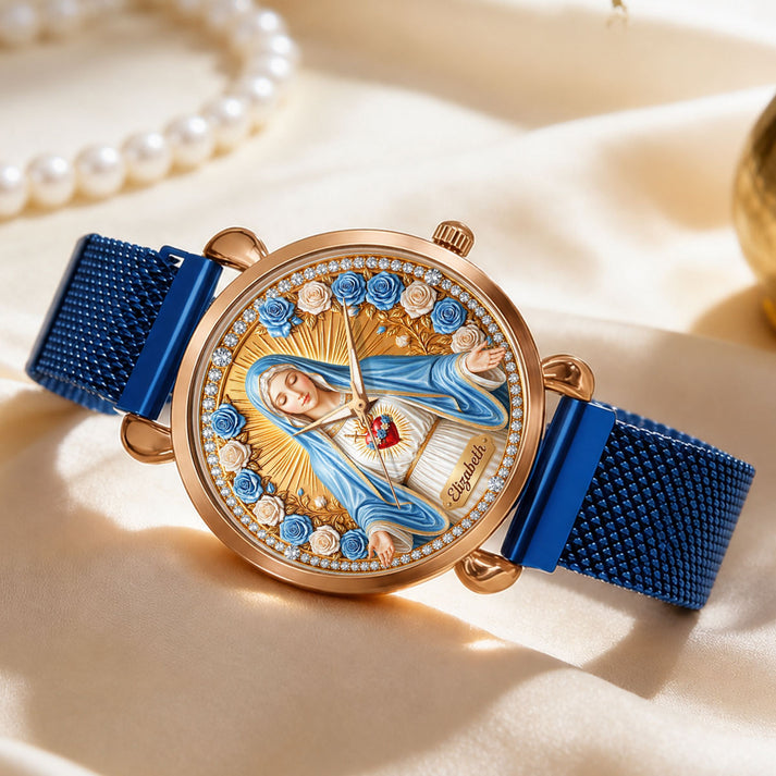 Radiant Immaculate Heart Mary , Gift For Women - Personalized Women's Wrist Watch