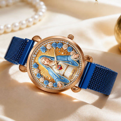 Radiant Immaculate Heart Mary , Gift For Women - Personalized Women's Wrist Watch