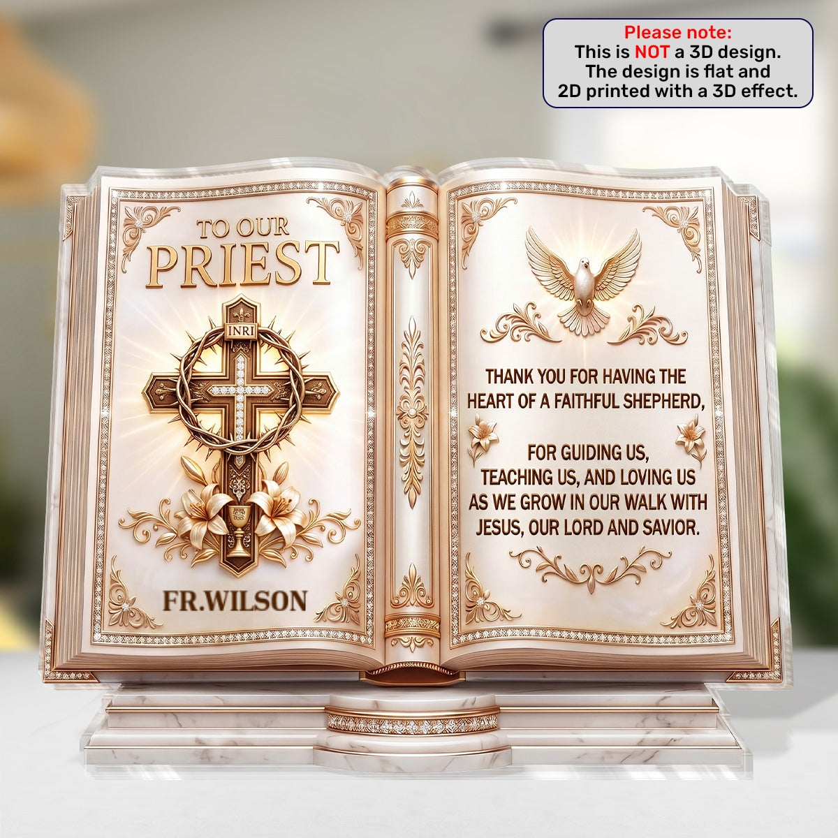 To Our Priest For Having The Heart Of A Faithful Shepherd, Gift For Priest | Personalized Custom Shaped Acrylic Plaque