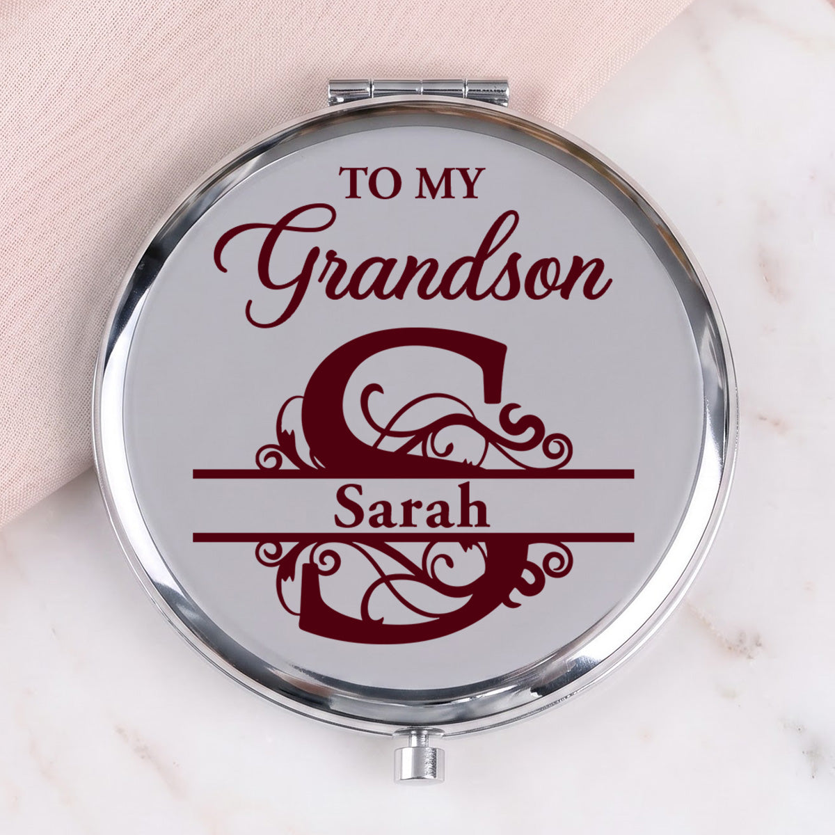 To My Granddaughter Never Forget How Much I Love You, Gift For Granddaughter | Personalized Circle Metallic Mirror
