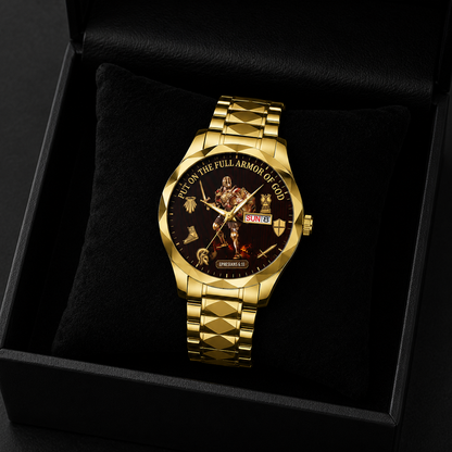 Put On The Full Armor Of God, Gift of Protection | Personalized Men's Wrist Watch