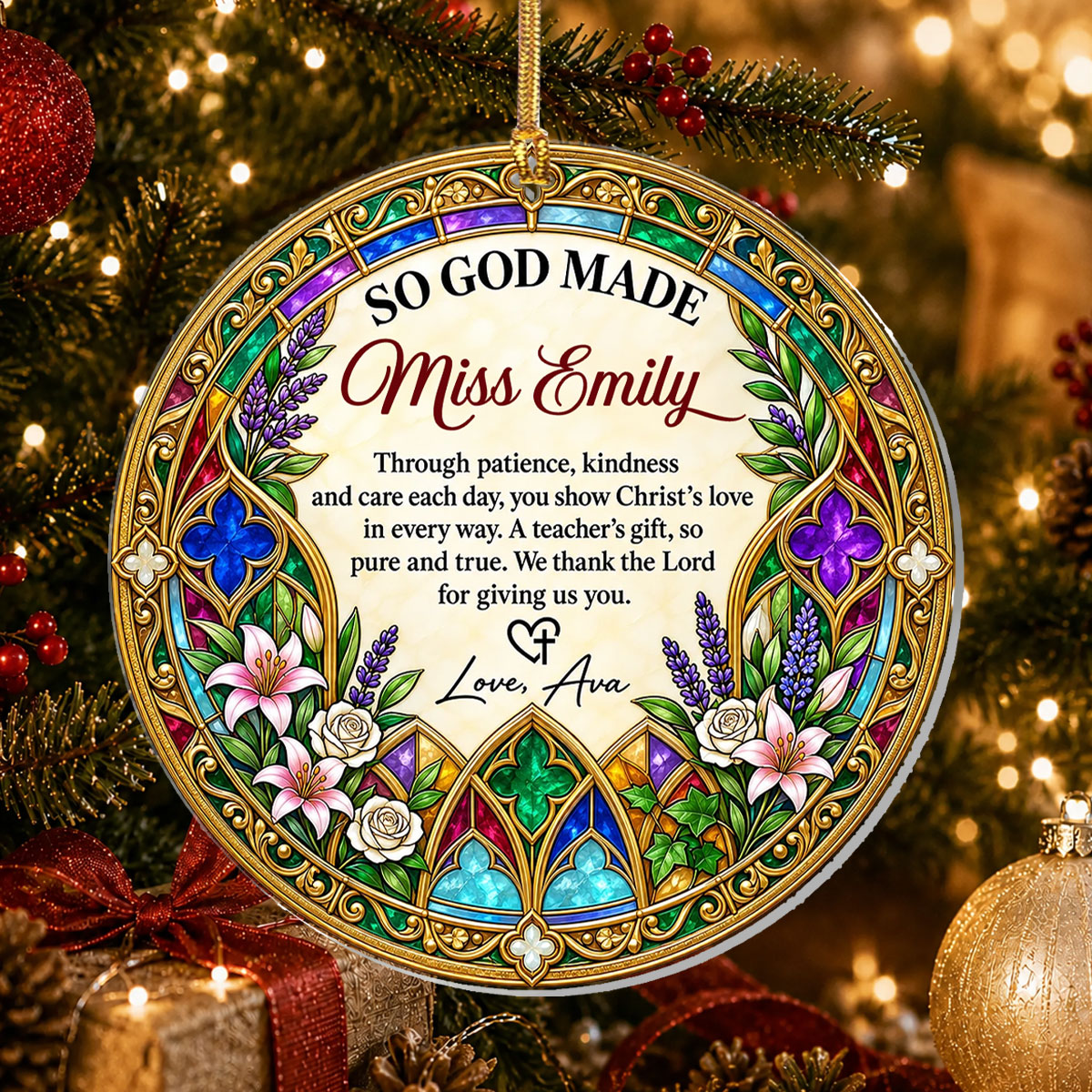 Christ's Love In Every Way, Gift For Teacher | Personalized Suncatcher Ornament