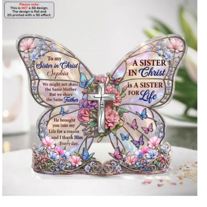 To My Sister In Christ, Christian Gift For Sister | Personalized Custom Shaped Acrylic Plaque