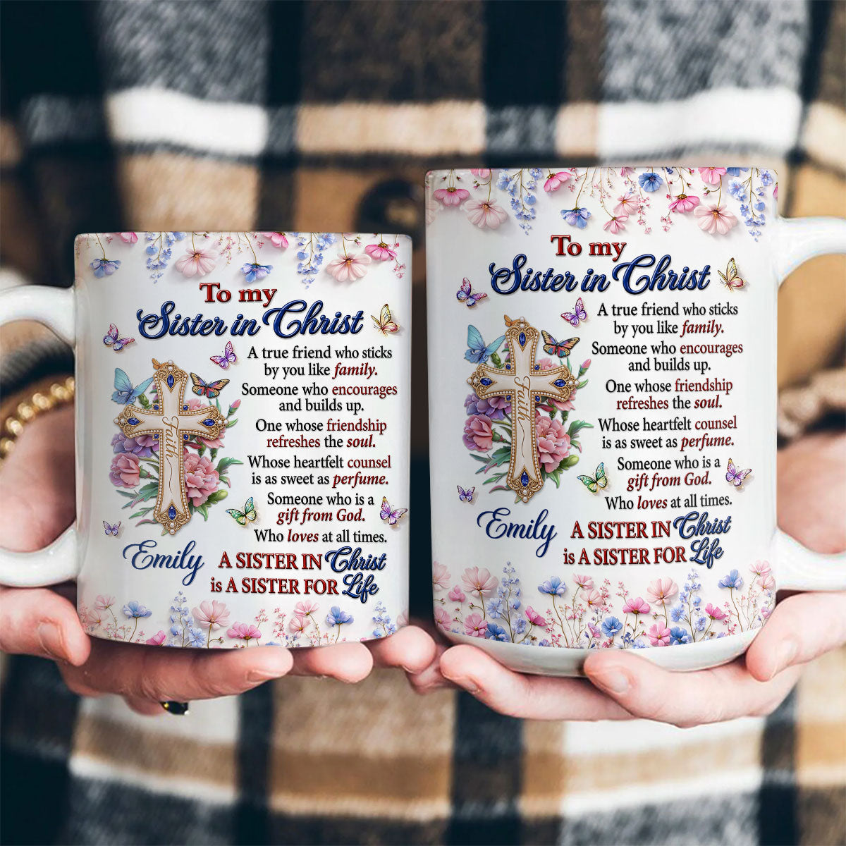Who Loves At All Times, Christian Gift For Sister In Christ | Personalized Ceramic Coffee Mug