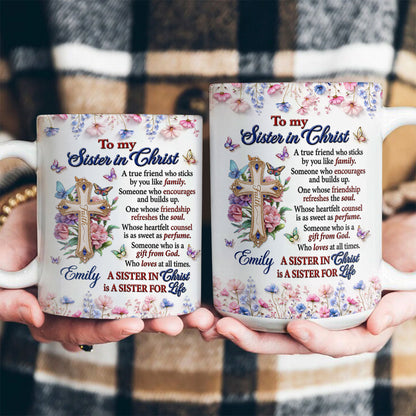 Who Loves At All Times, Christian Gift For Sister In Christ | Personalized Ceramic Coffee Mug