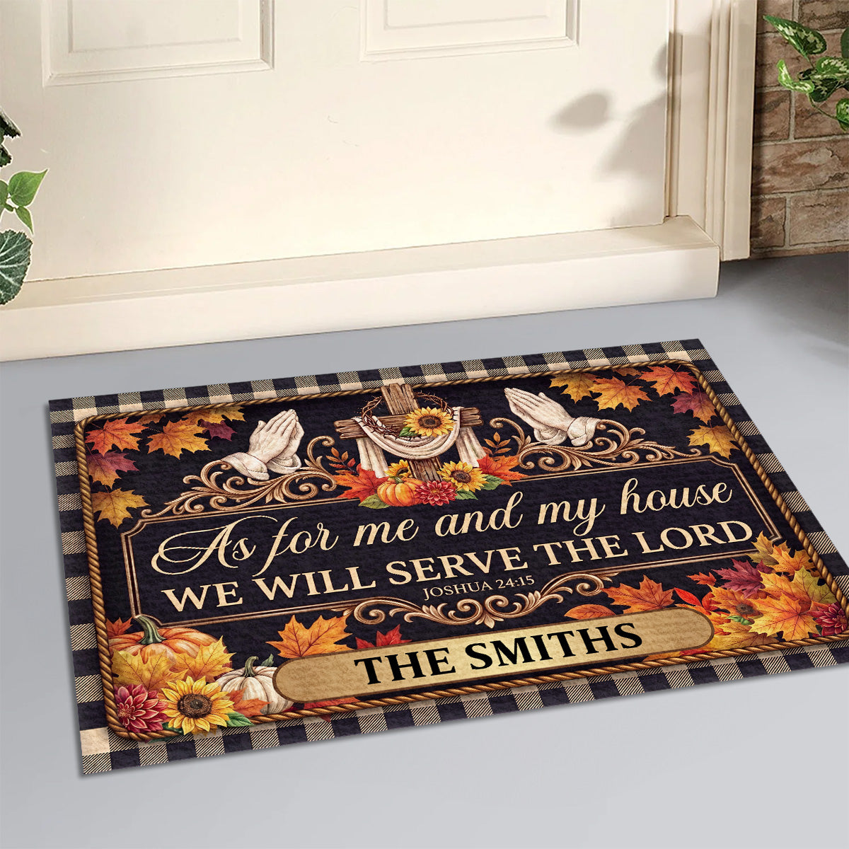Serving The Lord Through Every Season, Gift For Family | Personalized Doormat
