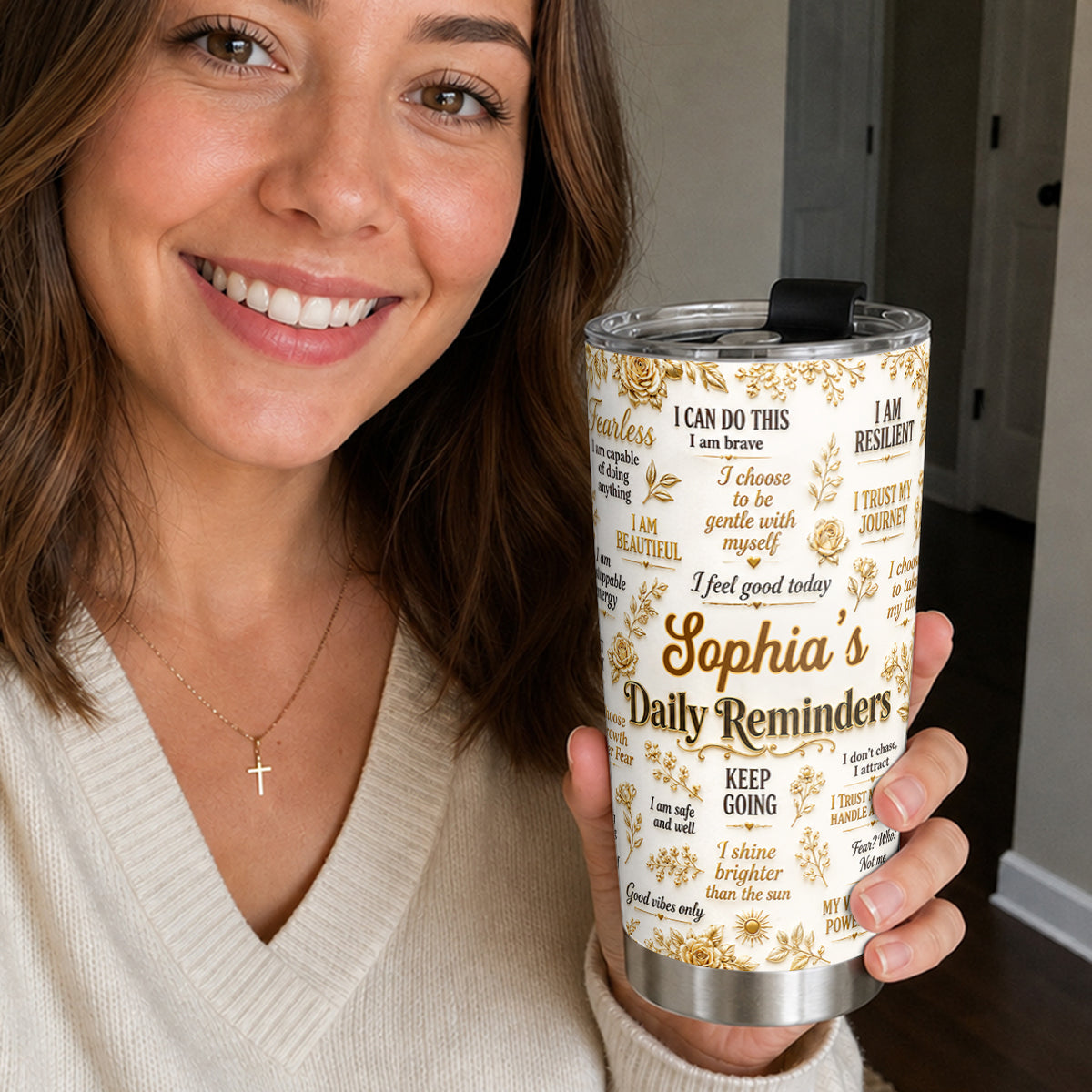 My Daily Affirmations, Gift For Her | Personalized Stainless Steel Tumbler
