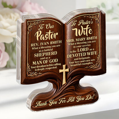 Two Hearts One Calling, Gift For Pastor Wife | Personalized Custom Shaped Acrylic Plaque