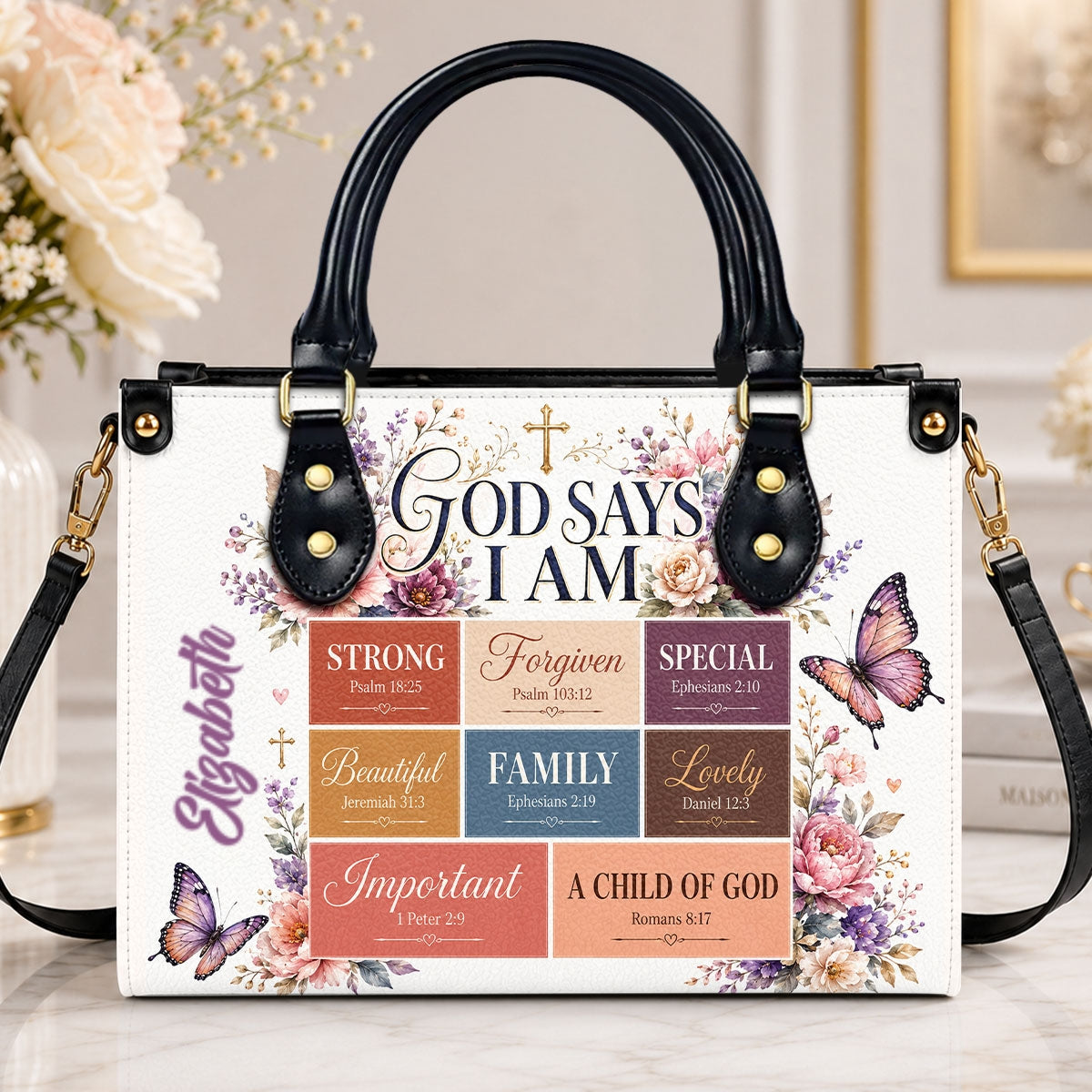 God Says I Am, Gift For Women | Personalized Leather Handbag