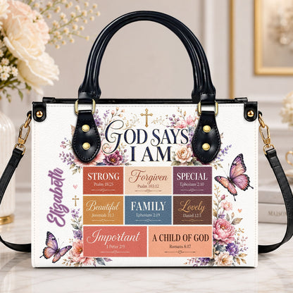 God Says I Am, Gift For Women | Personalized Leather Handbag