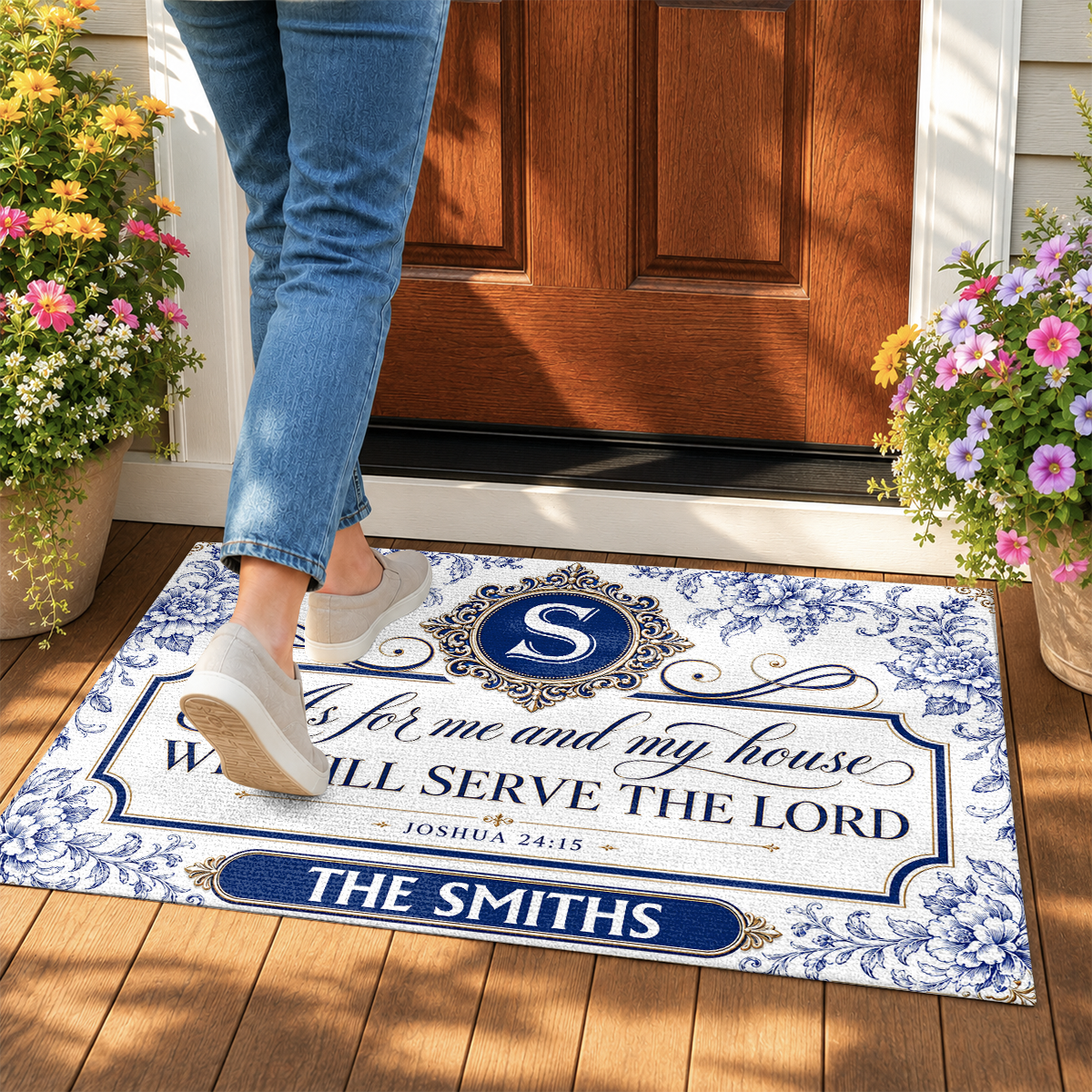 As For Me And My House We Will Serve The Lord, Gift For Family | Personalized Doormat