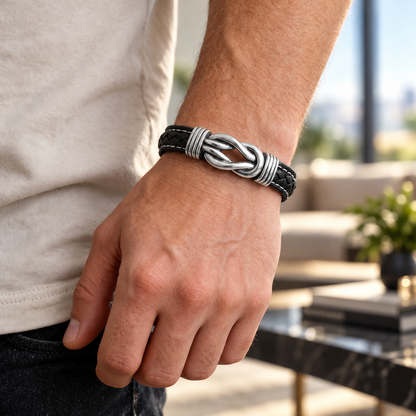 I Had You And You Had Me, Anniversary Gift For Husband - Personalized Braided Leather Infinity Bracelet