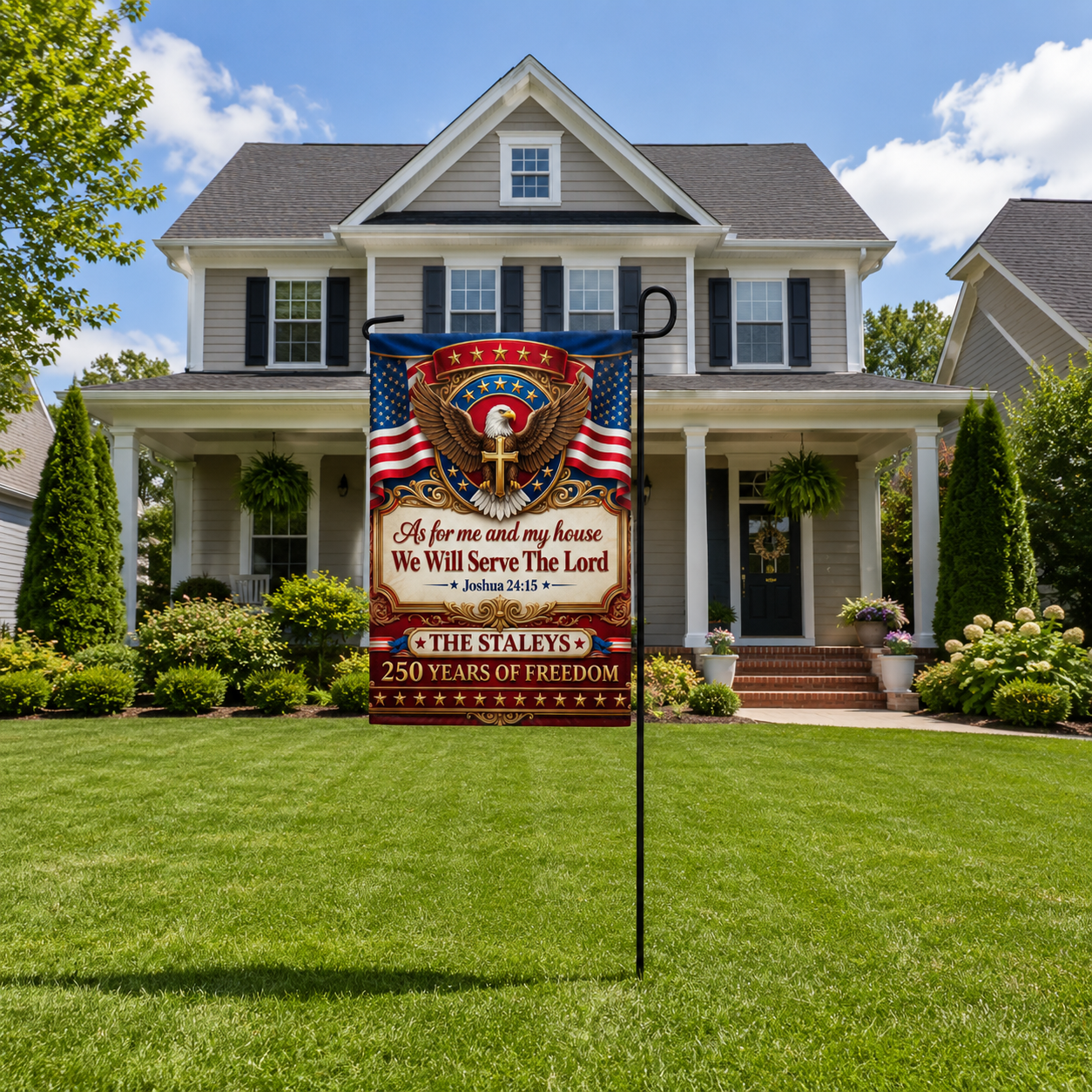 As For Me And My Family We Will Serve The Lord, Gift of Devotion | Personalized Garden Flag