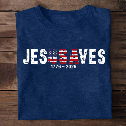 Jesus Saves USA, Patriotic Christian | 2D Unisex T-shirt