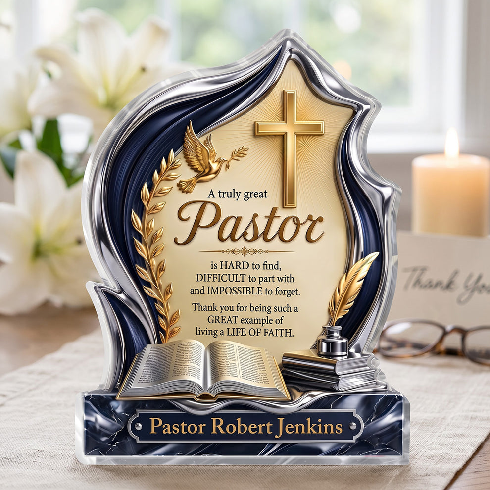 A Truly Great Pastor, Gift For Pastor | Personalized Custom Shaped Acrylic Plaque