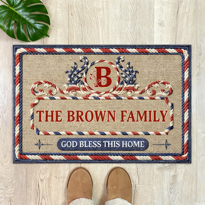 God Bless This Home - Personalized Doormat
