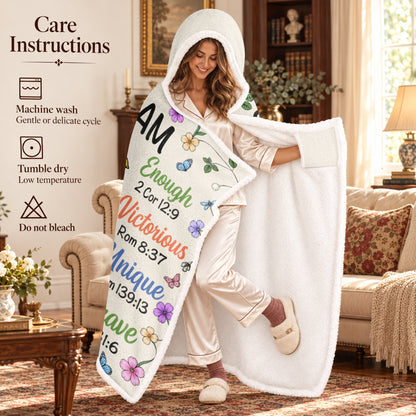 God Says I Am, Gift For Loved One | Personalized Wearable Blanket Hoodie