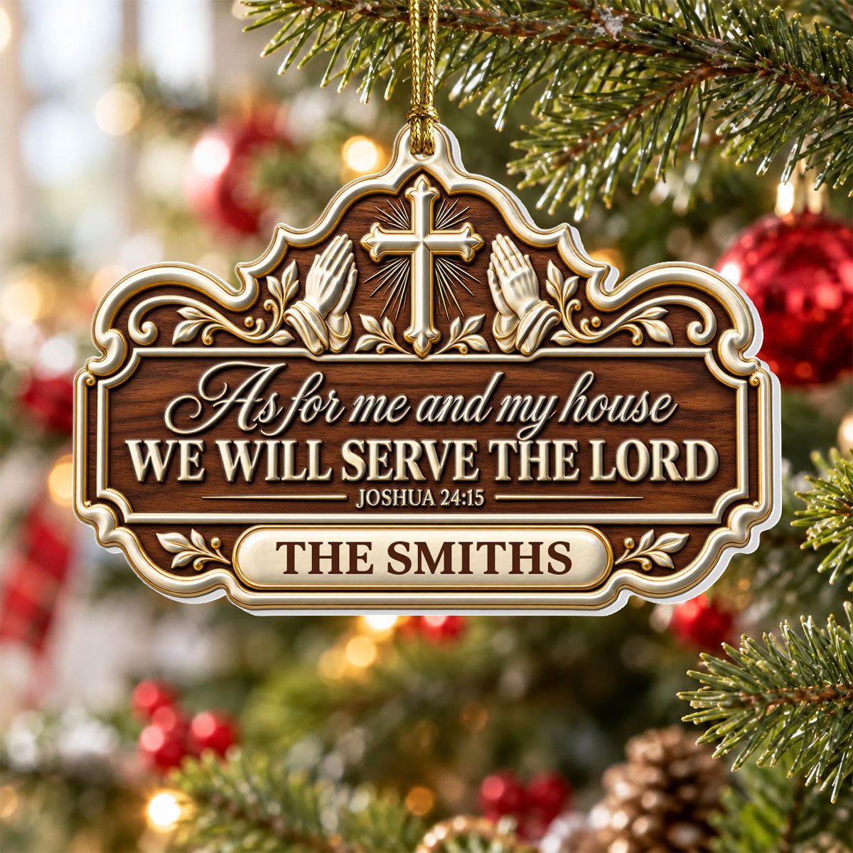 Faithful Home Blessing, Gift For Christian Family | Personalized 3D Relief White Acrylic Ornament